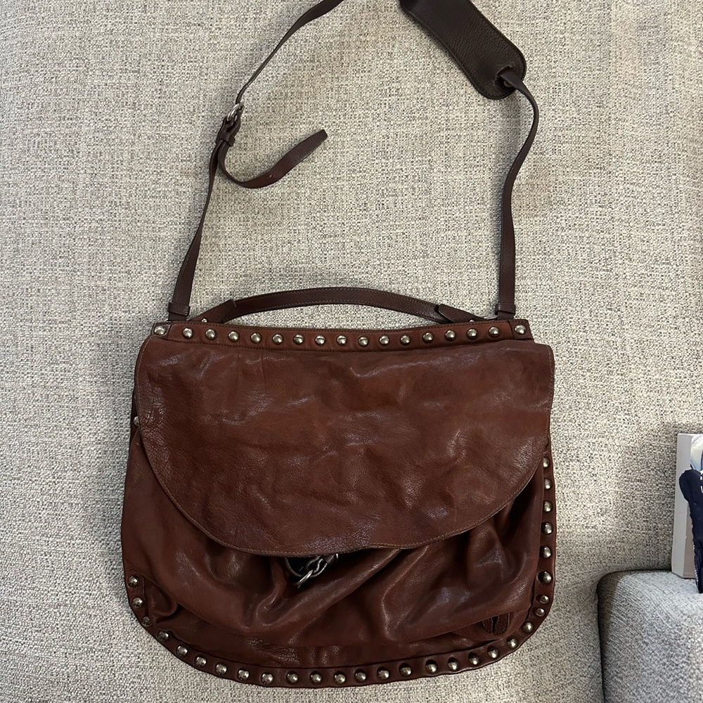 Miu Miu Brown Leather Studded Shoulder Bag | Vintage Y2K Boho Designer